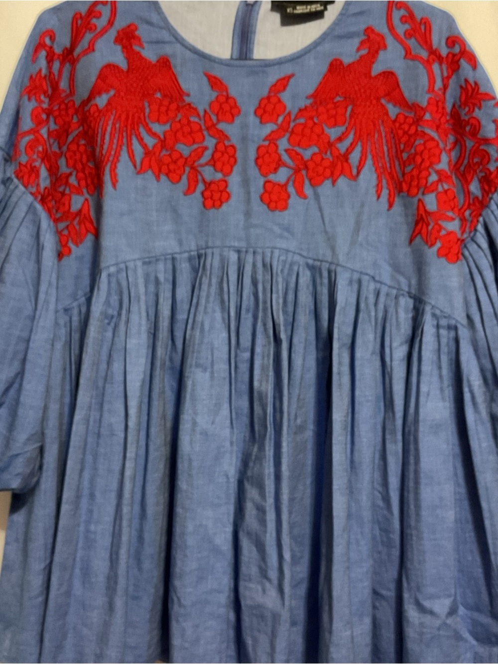 Anthropologie Hemant & Nandita Lianna Embroidered Chambray top - Picture 7 of 10